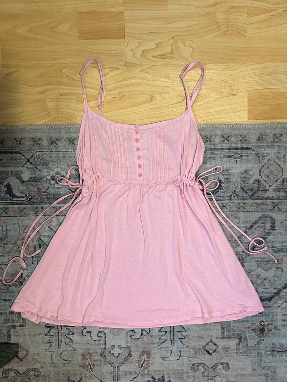 Pink Vintage Spaghetti-Strap Tie-Side Camisole Top